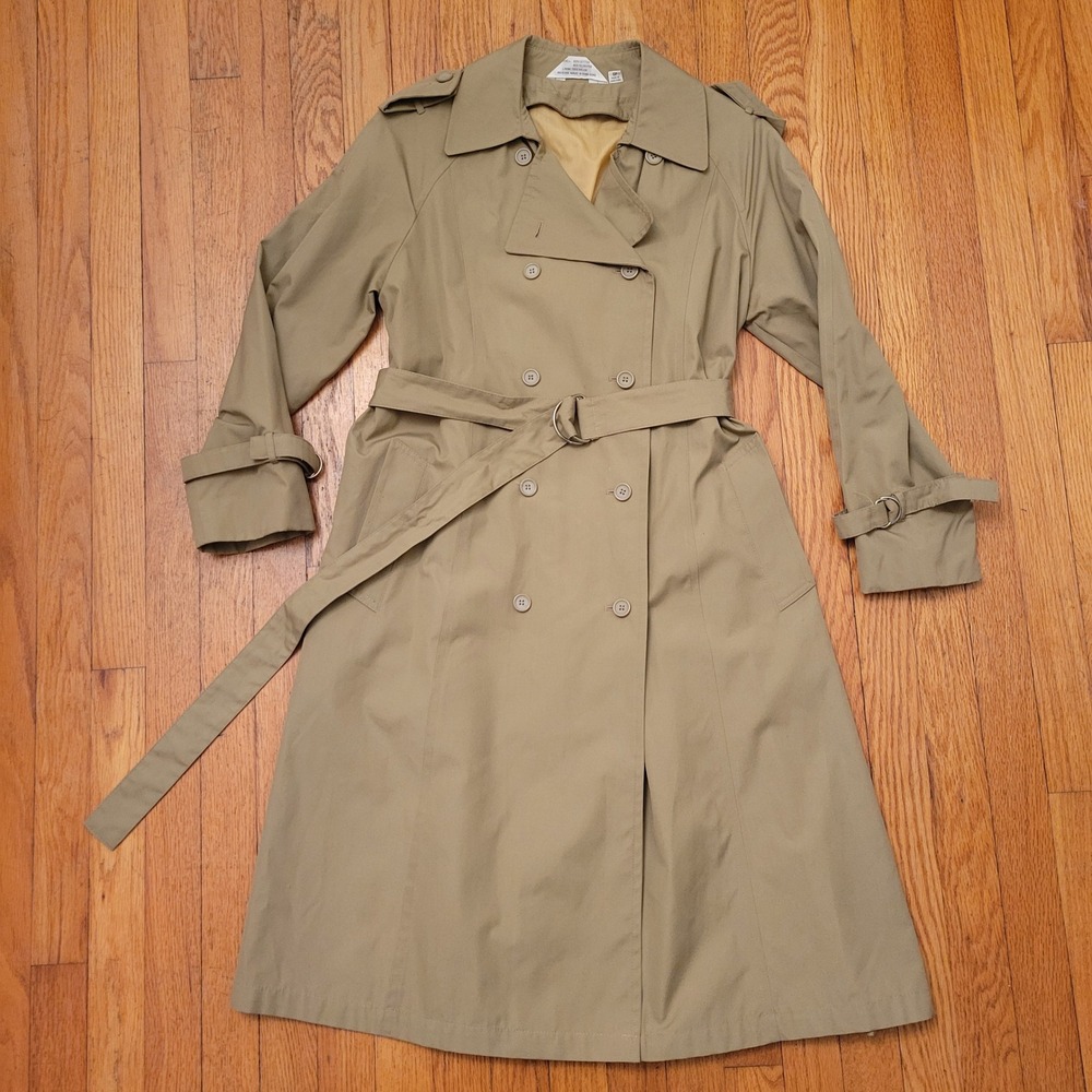 Classic Tan Double Breasted Trench Coat Belt 6P Detective Cosplay British Preppy